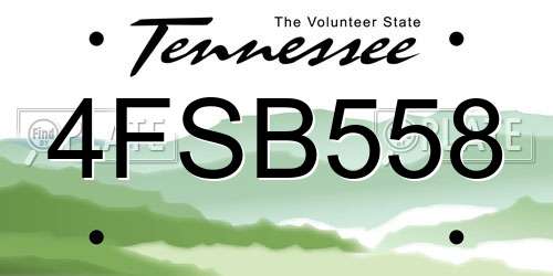 4FSB558 Tennessee License Plate