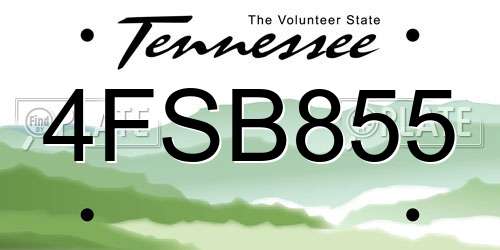 4FSB855 Tennessee License Plate