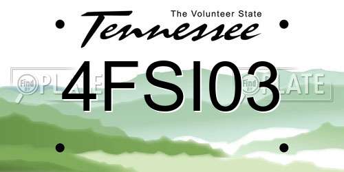 4FSI03 Tennessee License Plate