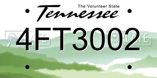 4FT3002 Tennessee License Plate