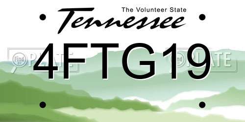 4FTG19 Tennessee License Plate