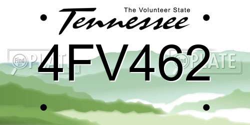 4FV462 Tennessee License Plate