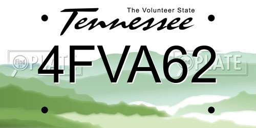 4FVA62 Tennessee License Plate