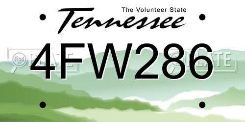 4FW286 Tennessee License Plate