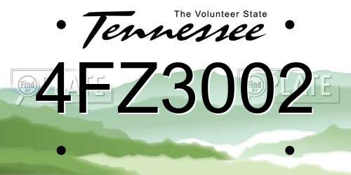 4FZ3002 Tennessee License Plate