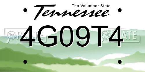 4G09T4 Tennessee License Plate