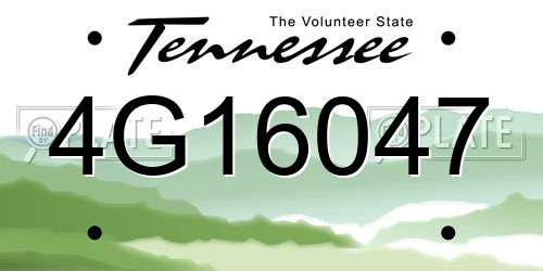 4G16047 Tennessee License Plate