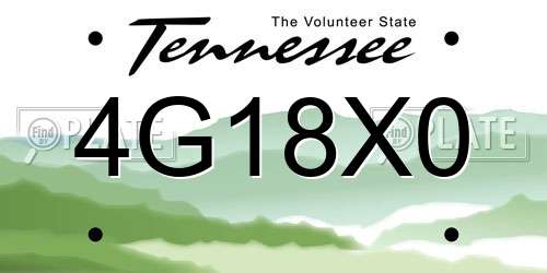 4G18X0 Tennessee License Plate