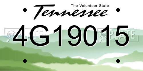 4G19015 Tennessee License Plate