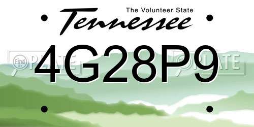 4G28P9 Tennessee License Plate