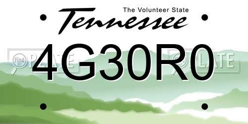 4G30R0 Tennessee License Plate
