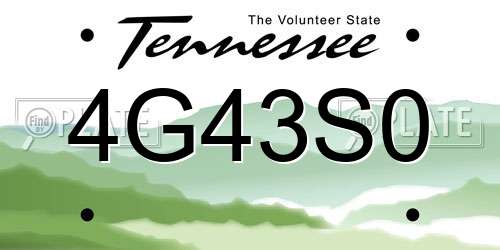 4G43S0 Tennessee License Plate