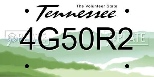 4G50R2 Tennessee License Plate
