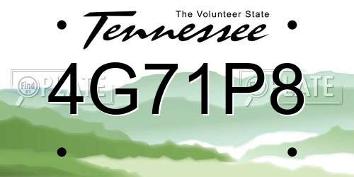 4G71P8 Tennessee License Plate