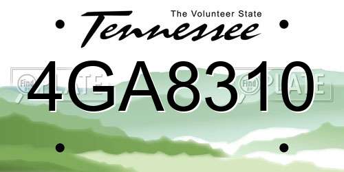 4GA8310 Tennessee License Plate