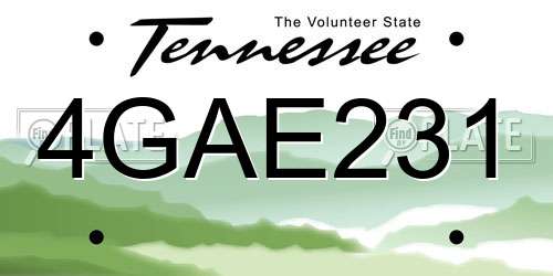 4GAE231 Tennessee License Plate