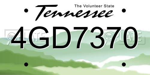 4GD7370 Tennessee License Plate