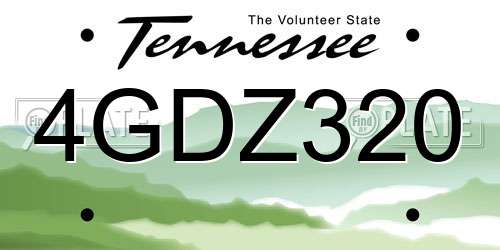 4GDZ320 Tennessee License Plate