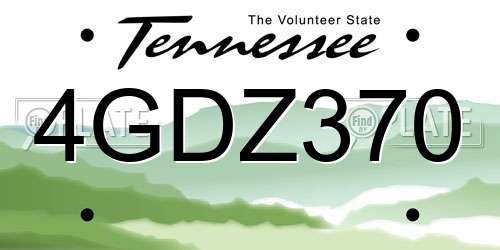 4GDZ370 Tennessee License Plate