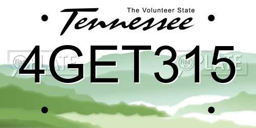 4GET315 Tennessee License Plate