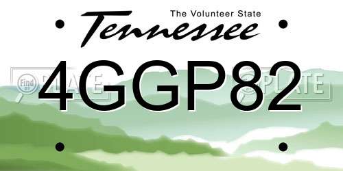 4GGP82 Tennessee License Plate