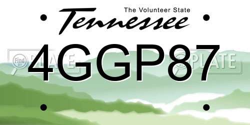 4GGP87 Tennessee License Plate