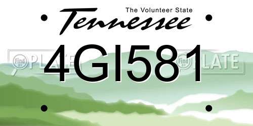 4GI581 Tennessee License Plate