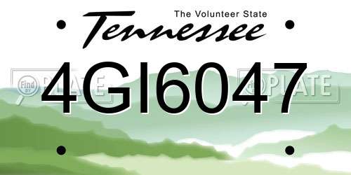 4GI6047 Tennessee License Plate