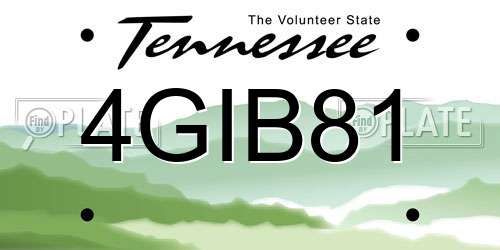 4GIB81 Tennessee License Plate