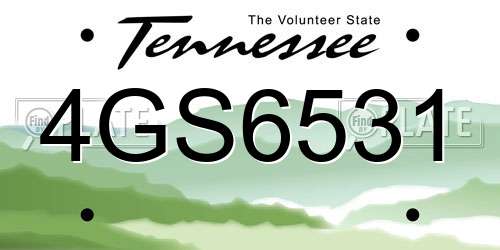 4GS6531 Tennessee License Plate