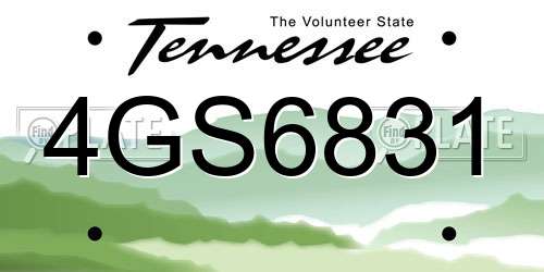 4GS6831 Tennessee License Plate