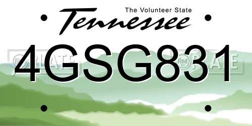 4GSG831 Tennessee License Plate