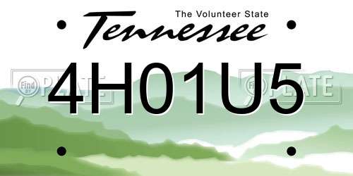4H01U5 Tennessee License Plate