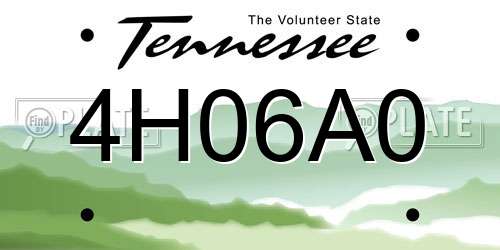 4H06A0 Tennessee License Plate
