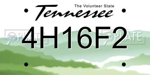 4H16F2 Tennessee License Plate