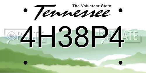 4H38P4 Tennessee License Plate