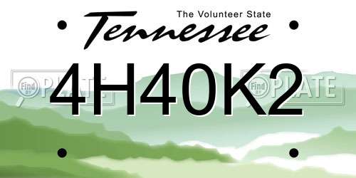 4H40K2 Tennessee License Plate