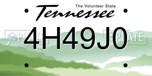 4H49J0 Tennessee License Plate