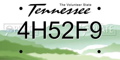 4H52F9 Tennessee License Plate