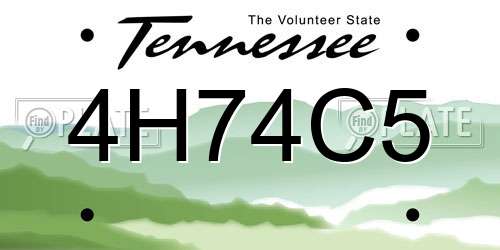 4H74C5 Tennessee License Plate
