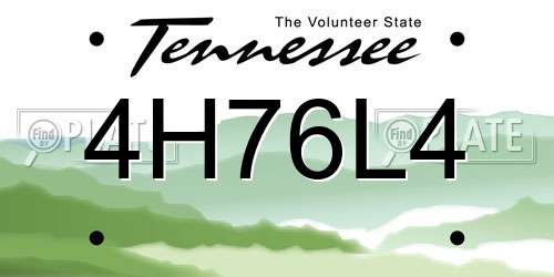 4H76L4 Tennessee License Plate