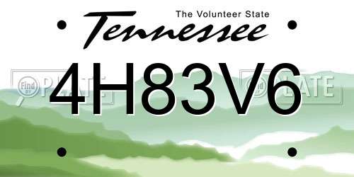 4H83V6 Tennessee License Plate