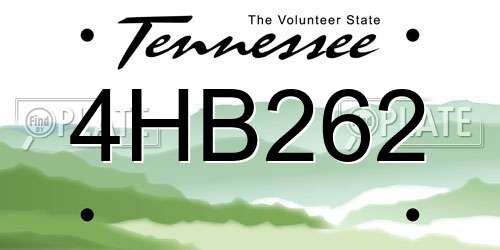 4HB262 Tennessee License Plate
