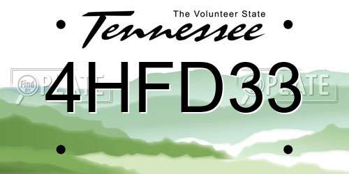 4HFD33 Tennessee License Plate