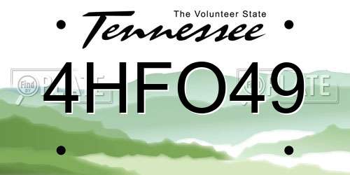 4HFO49 Tennessee License Plate