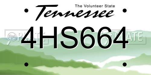 4HS664 Tennessee License Plate
