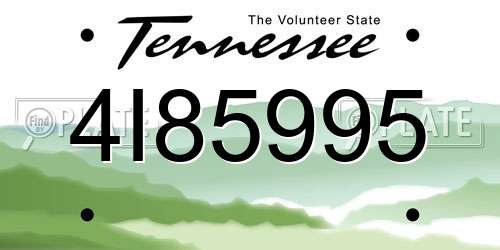 4I85995 Tennessee License Plate