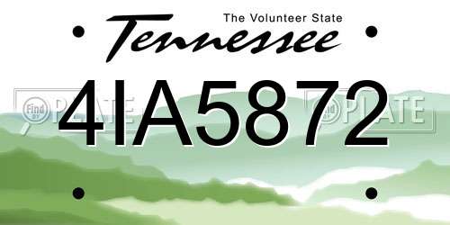 4IA5872 Tennessee License Plate