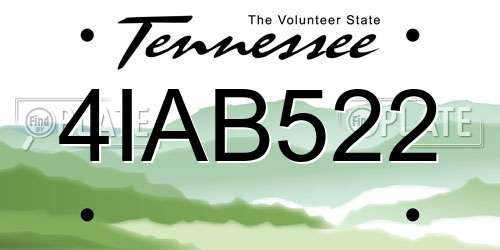 4IAB522 Tennessee License Plate