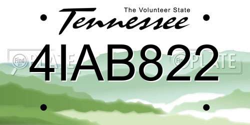 4IAB822 Tennessee License Plate